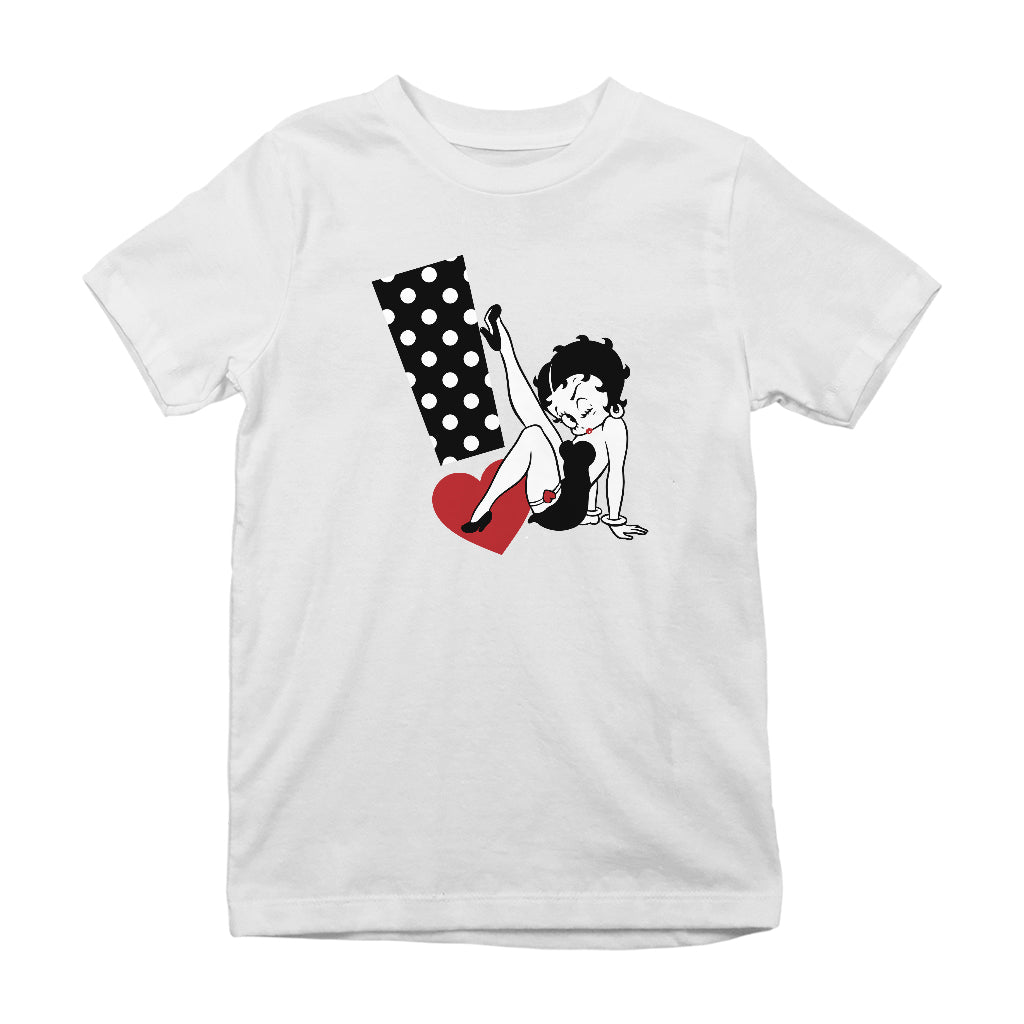 Betty Boop Polka Dot Exclamation Heart Kids T-Shirt
