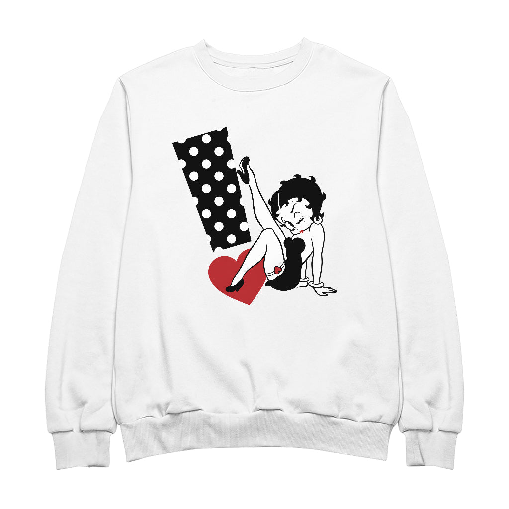 Betty Boop Polka Dot Exclamation Heart Men's Sweatshirt