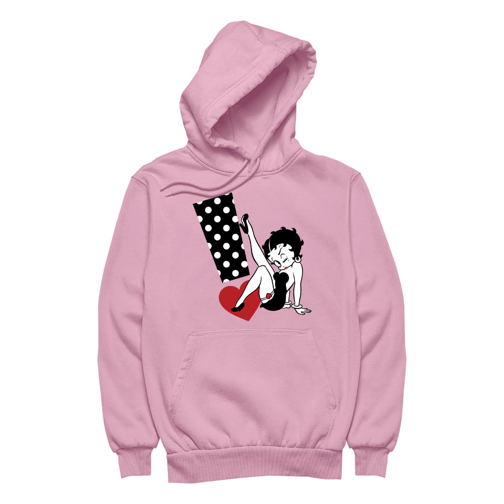 Betty Boop Polka Dot Exclamation Heart Women's Hooded Sweatshirt