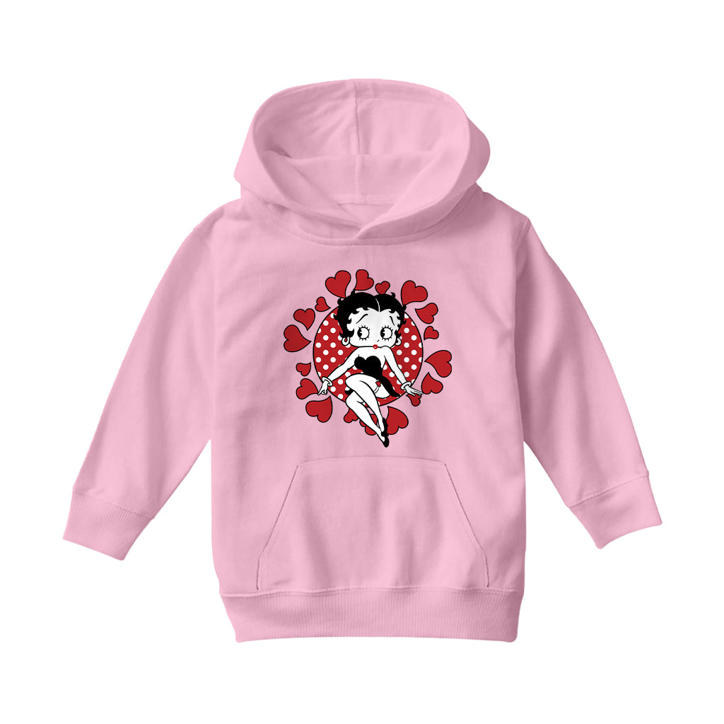 Betty Boop Polka Dot Heart Circle Kids Hooded Sweatshirt