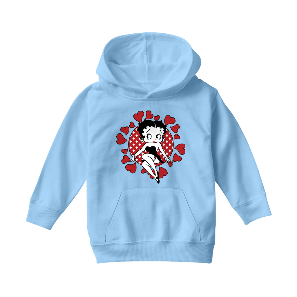 Betty Boop Polka Dot Heart Circle Kids Hooded Sweatshirt
