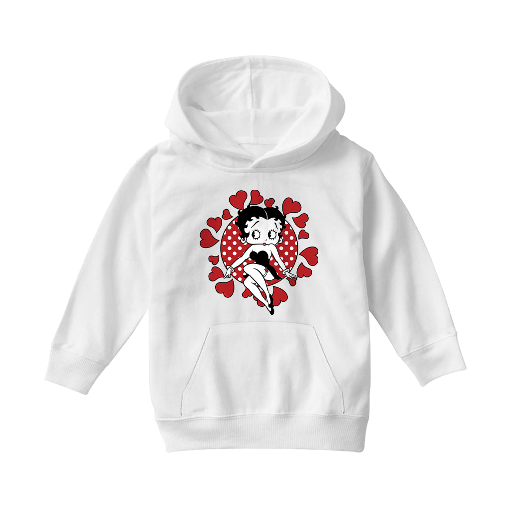 Betty Boop Polka Dot Heart Circle Kids Hooded Sweatshirt