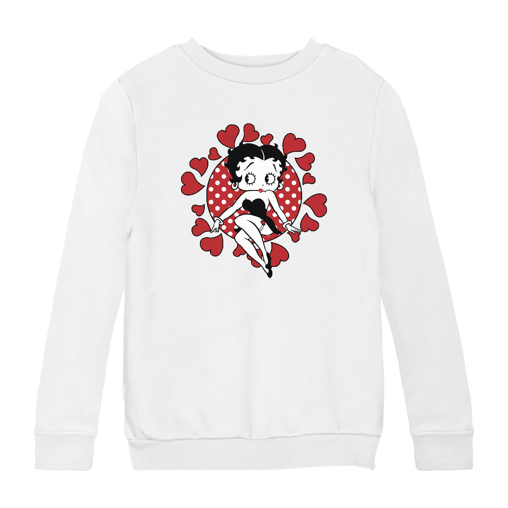 Betty Boop Polka Dot Heart Circle Kids Sweatshirt