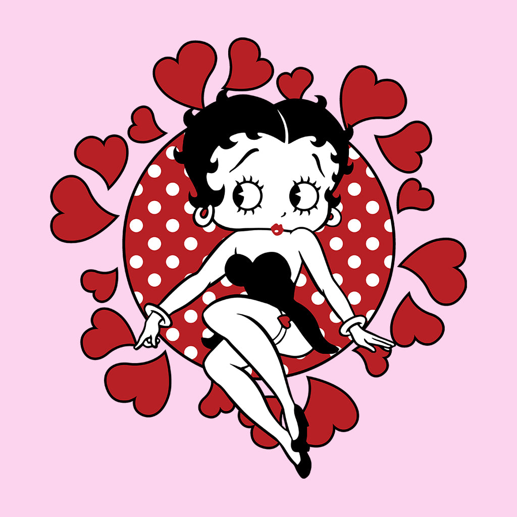 Betty Boop Polka Dot Heart Circle Kids Hooded Sweatshirt