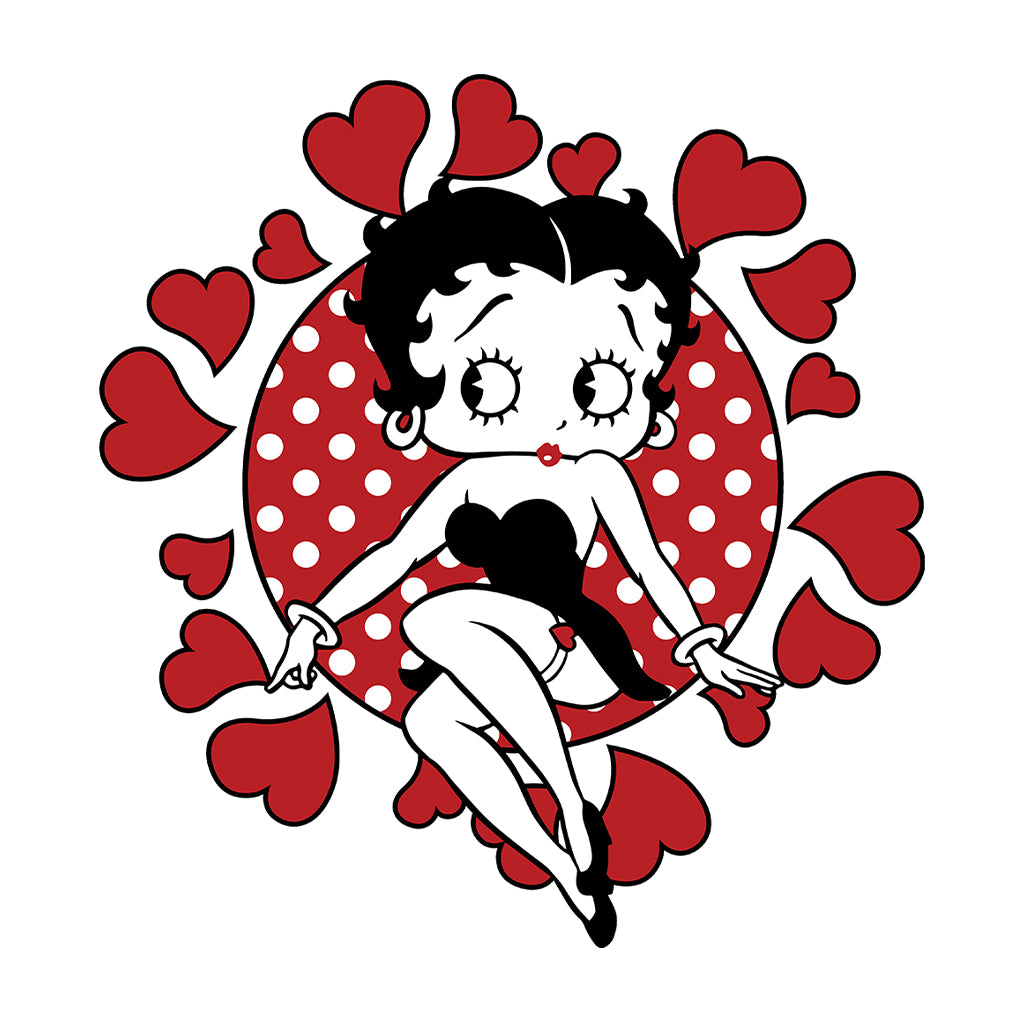 Betty Boop Polka Dot Heart Circle Kids Hooded Sweatshirt
