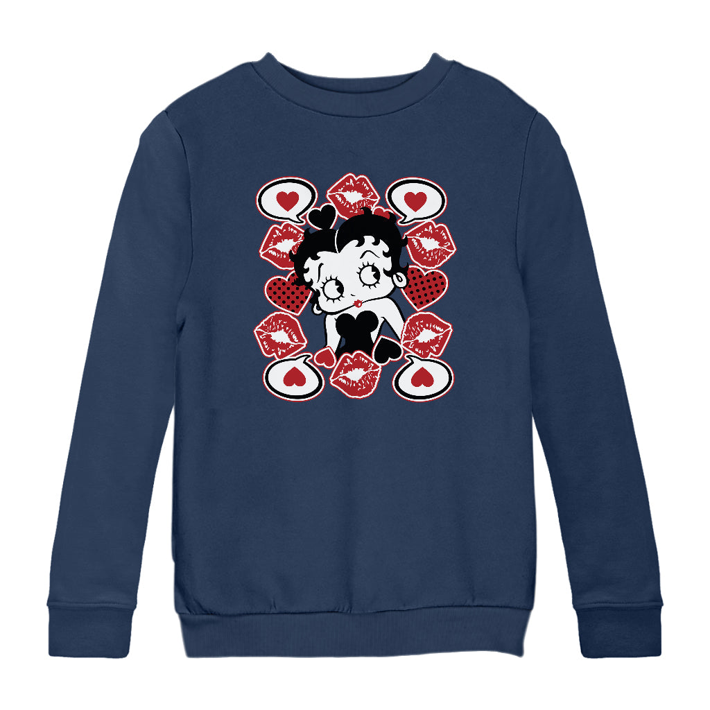 Betty Boop Lips & Hearts Kids Sweatshirt