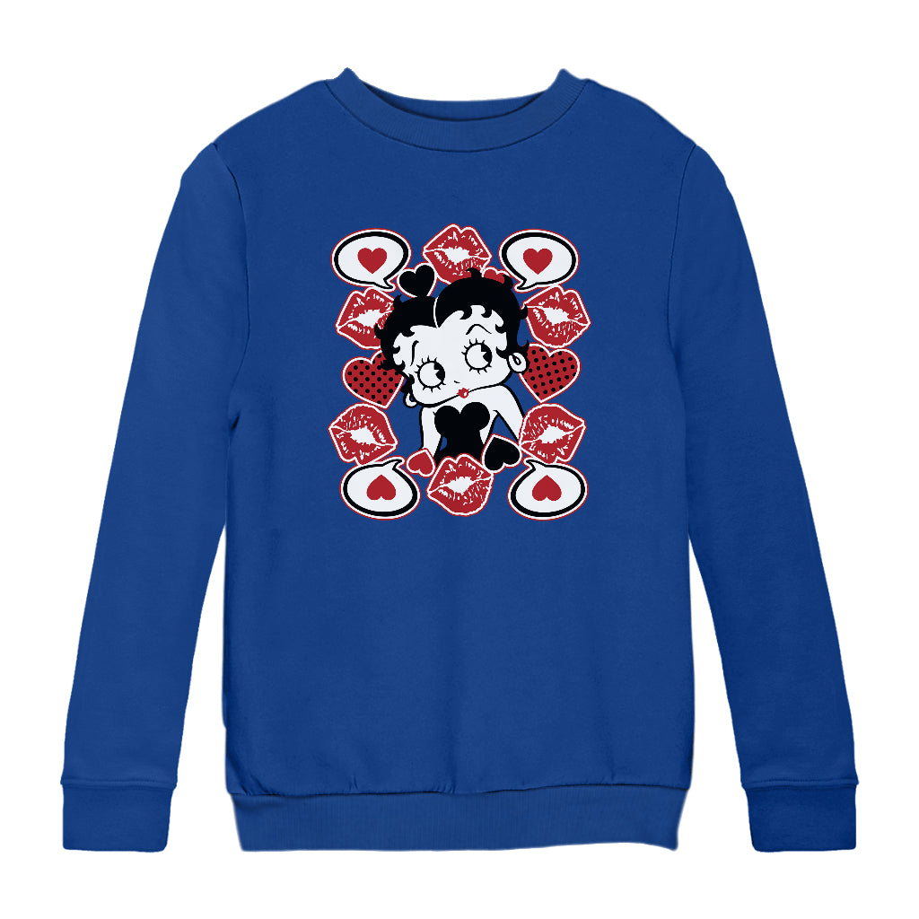 Betty Boop Lips & Hearts Kids Sweatshirt