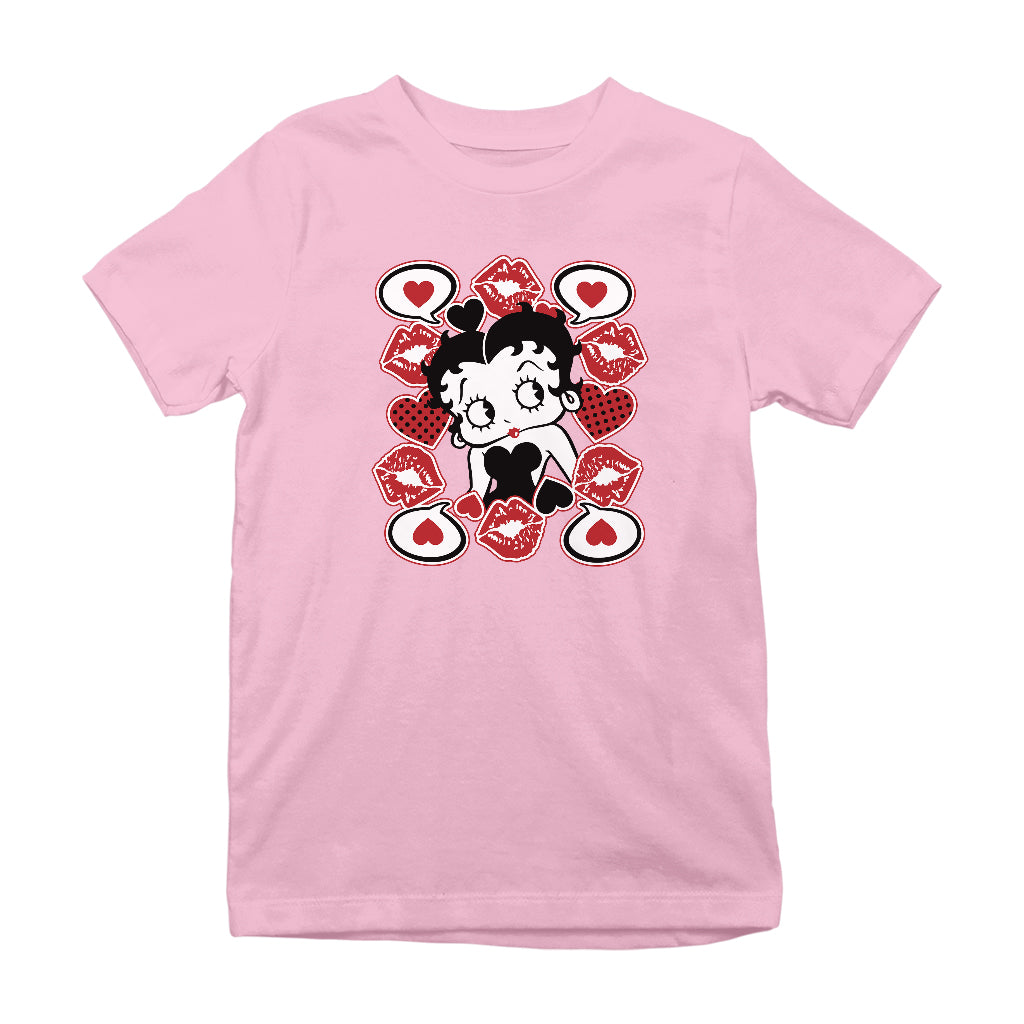 Betty Boop Lips & Hearts Kids T-Shirt
