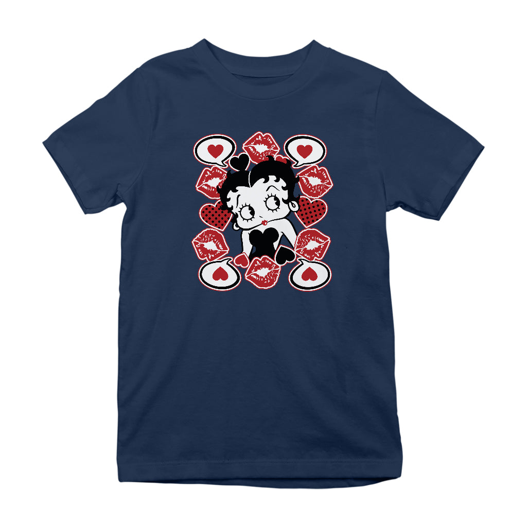 Betty Boop Lips & Hearts Kids T-Shirt