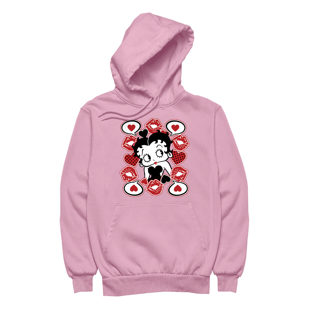 Betty Boop Lips & Hearts Men's Hooded Sweatshirt