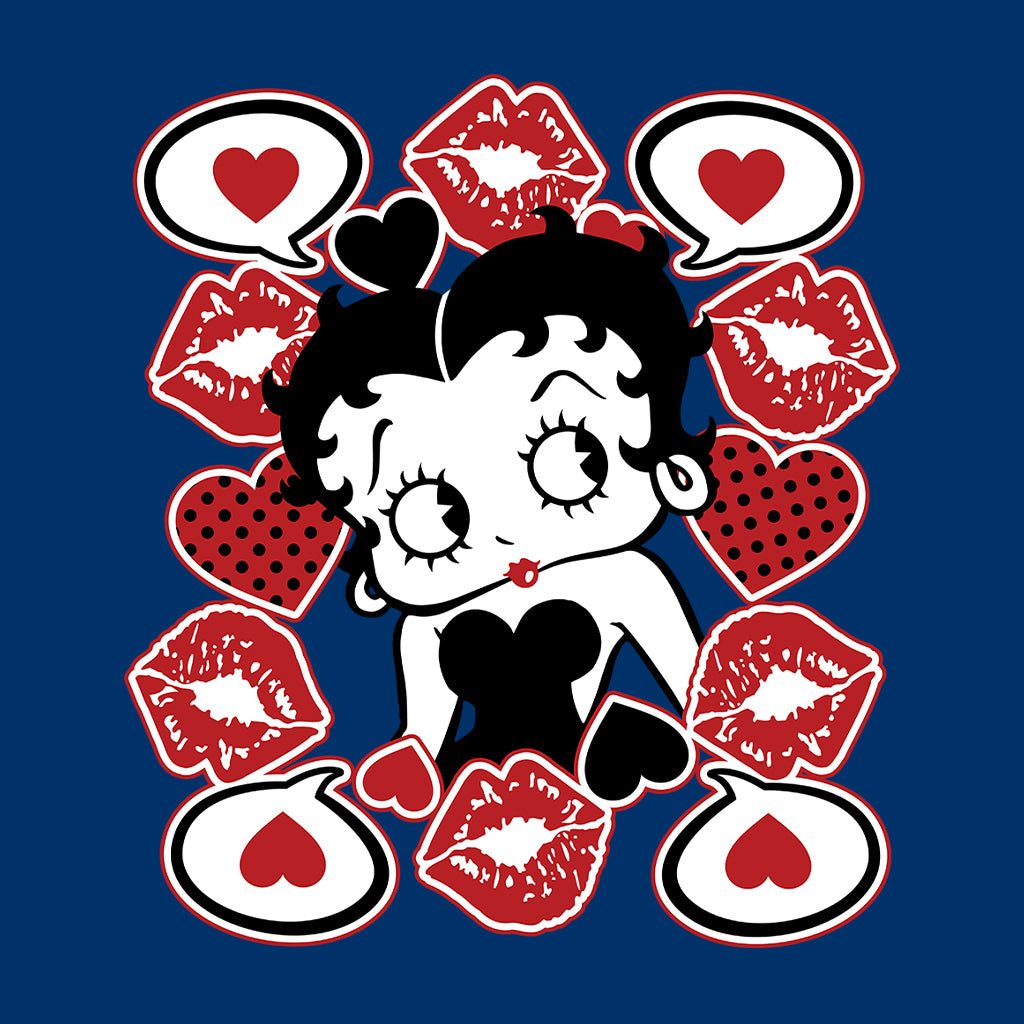 Betty Boop Lips & Hearts Kids Hooded Sweatshirt