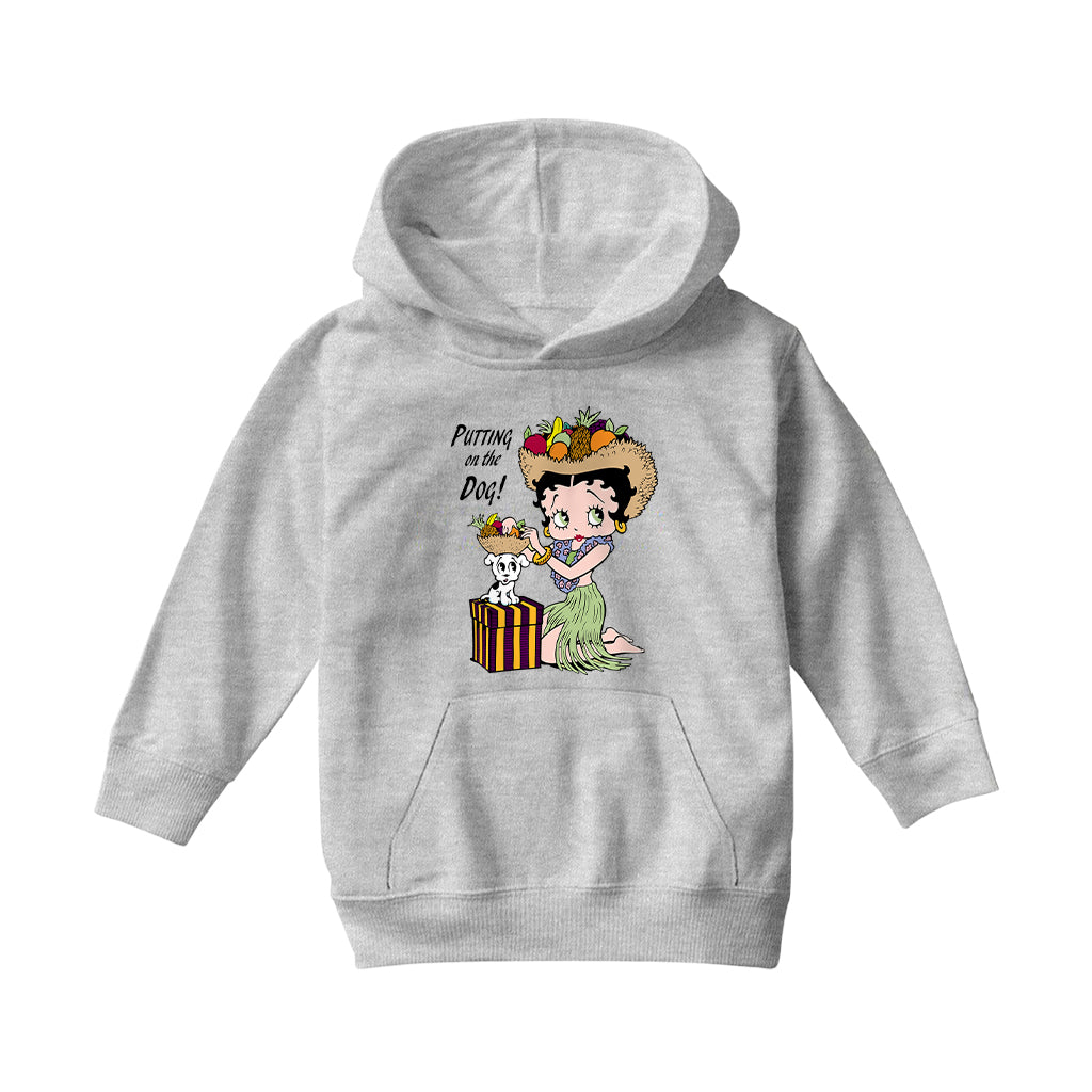 Betty Boop Putting On The Dog Pudgy Kids Hooded Sweatshirt