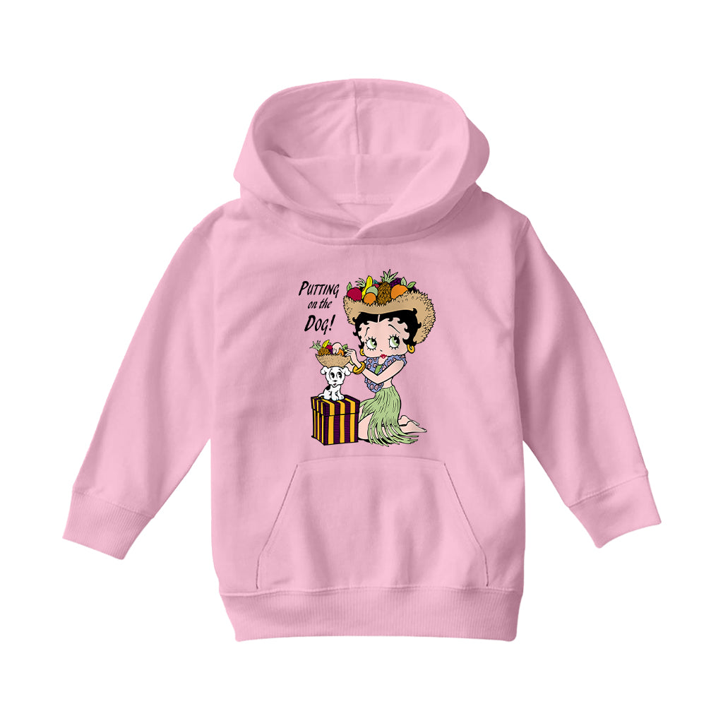 Betty Boop Putting On The Dog Pudgy Kids Hooded Sweatshirt