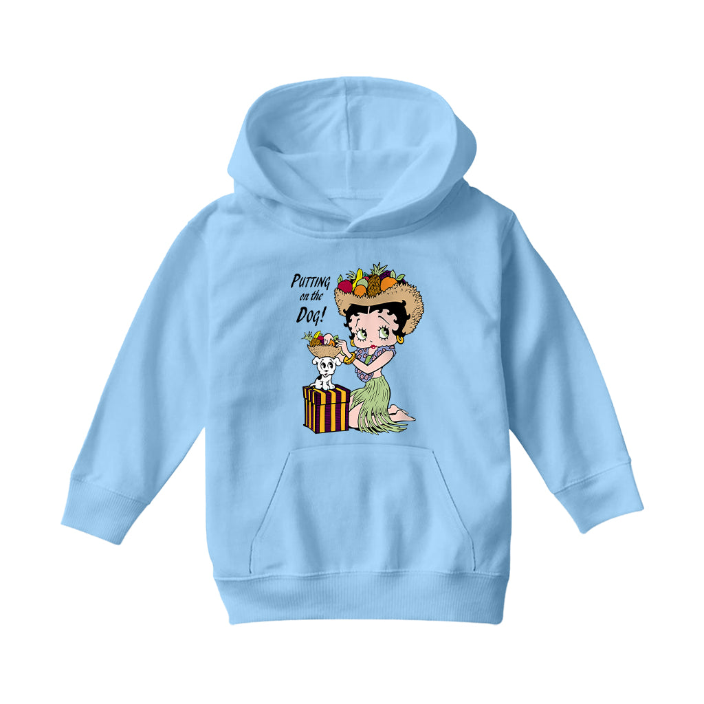 Betty Boop Putting On The Dog Pudgy Kids Hooded Sweatshirt