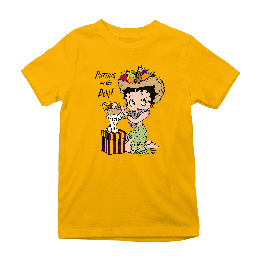 Betty Boop Putting On The Dog Pudgy Kids T-Shirt