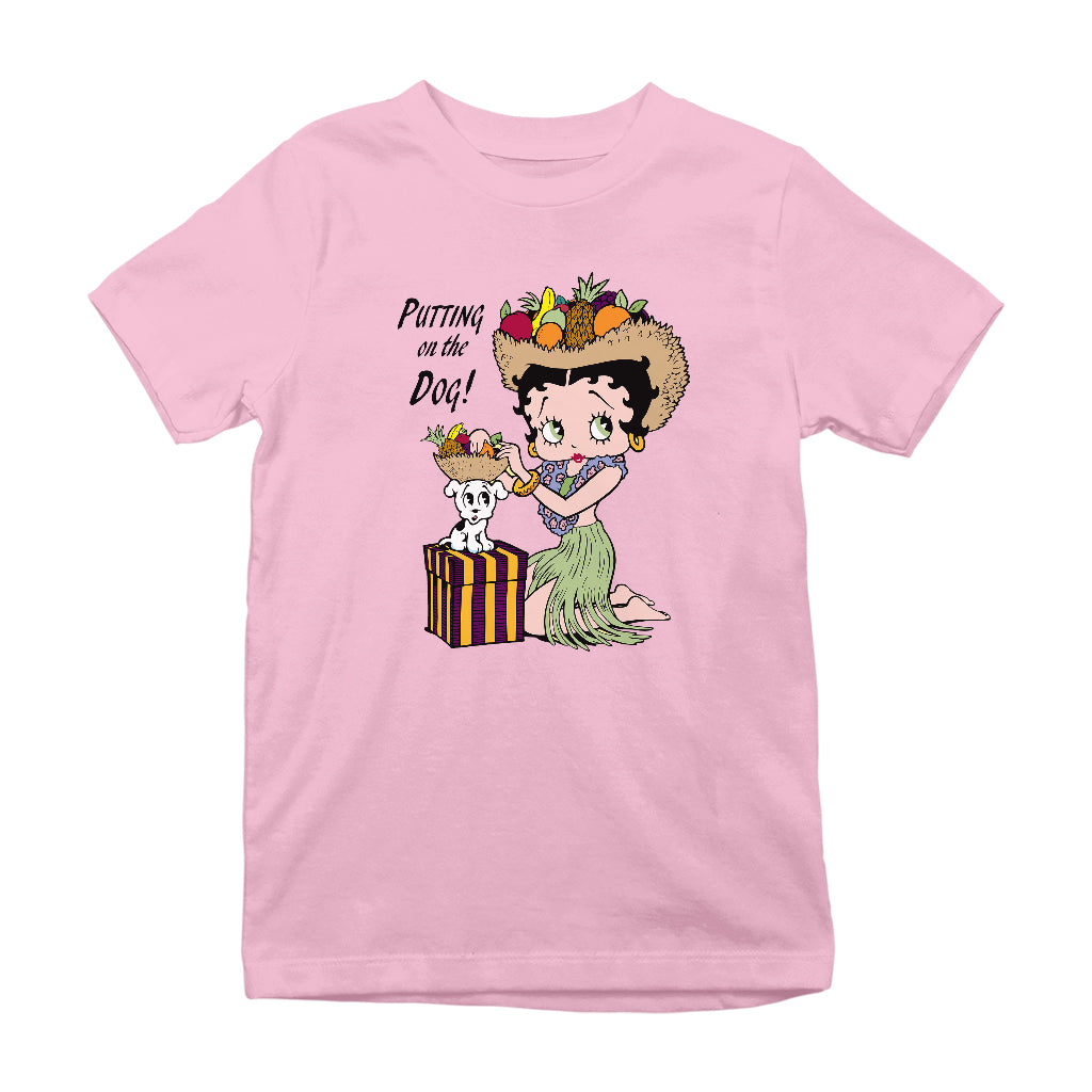 Betty Boop Putting On The Dog Pudgy Kids T-Shirt