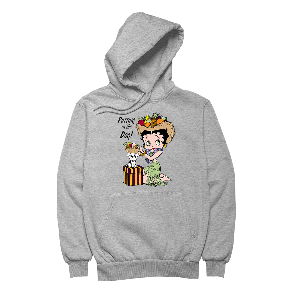 Betty Boop Putting On The Dog Pudgy Men's Hooded Sweatshirt