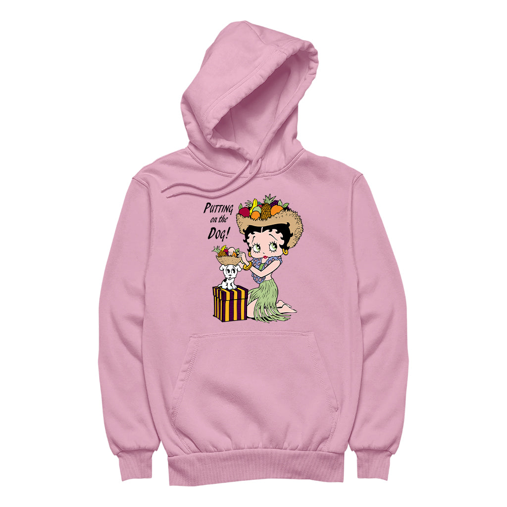 Betty Boop Putting On The Dog Pudgy Men's Hooded Sweatshirt