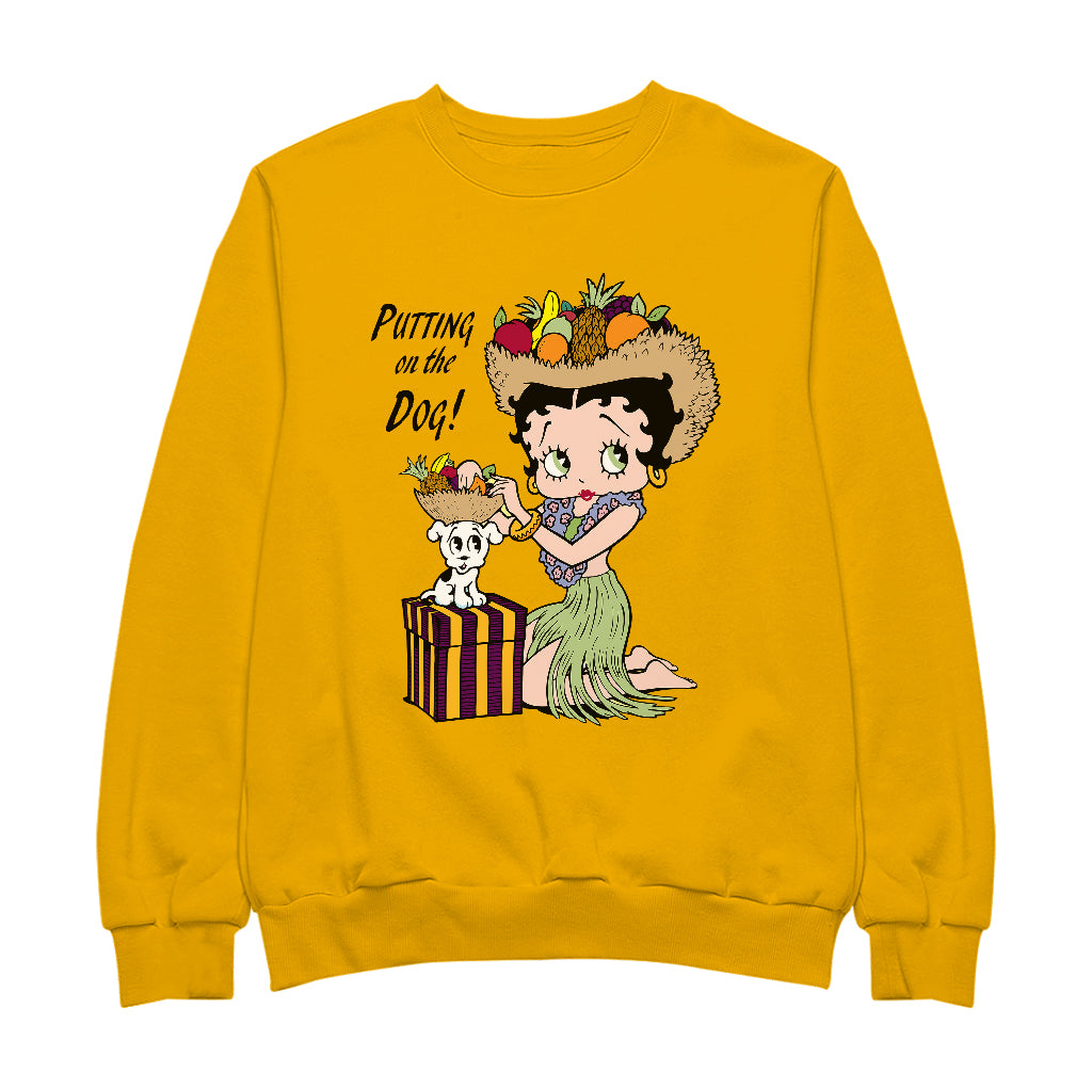 Betty Boop Putting On The Dog Pudgy Men's Sweatshirt