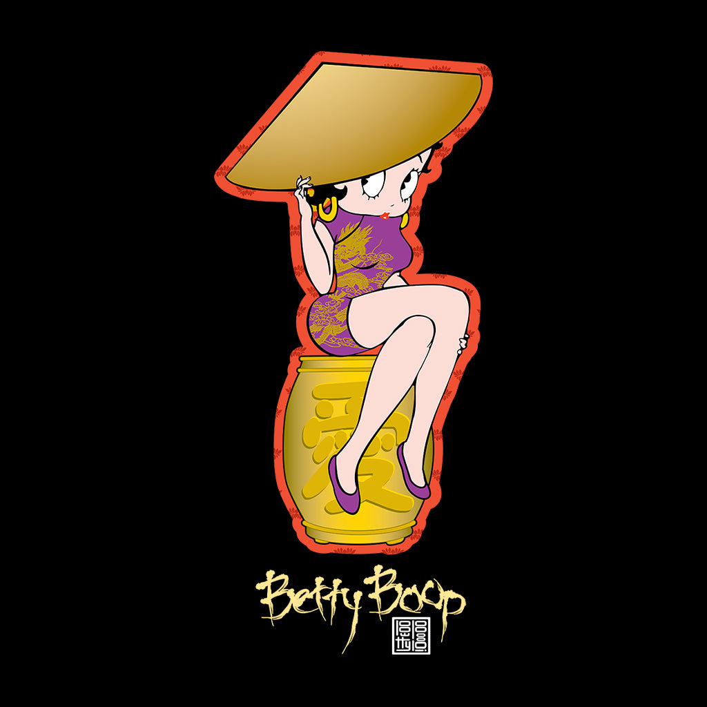 Betty Boop Betty on Gold Barrel Kids Hooded Sweatshirt