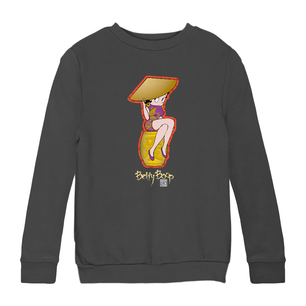 Betty Boop Betty on Gold Barrel Kids Sweatshirt
