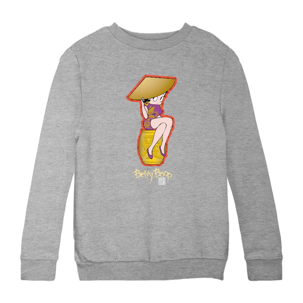Betty Boop Betty on Gold Barrel Kids Sweatshirt