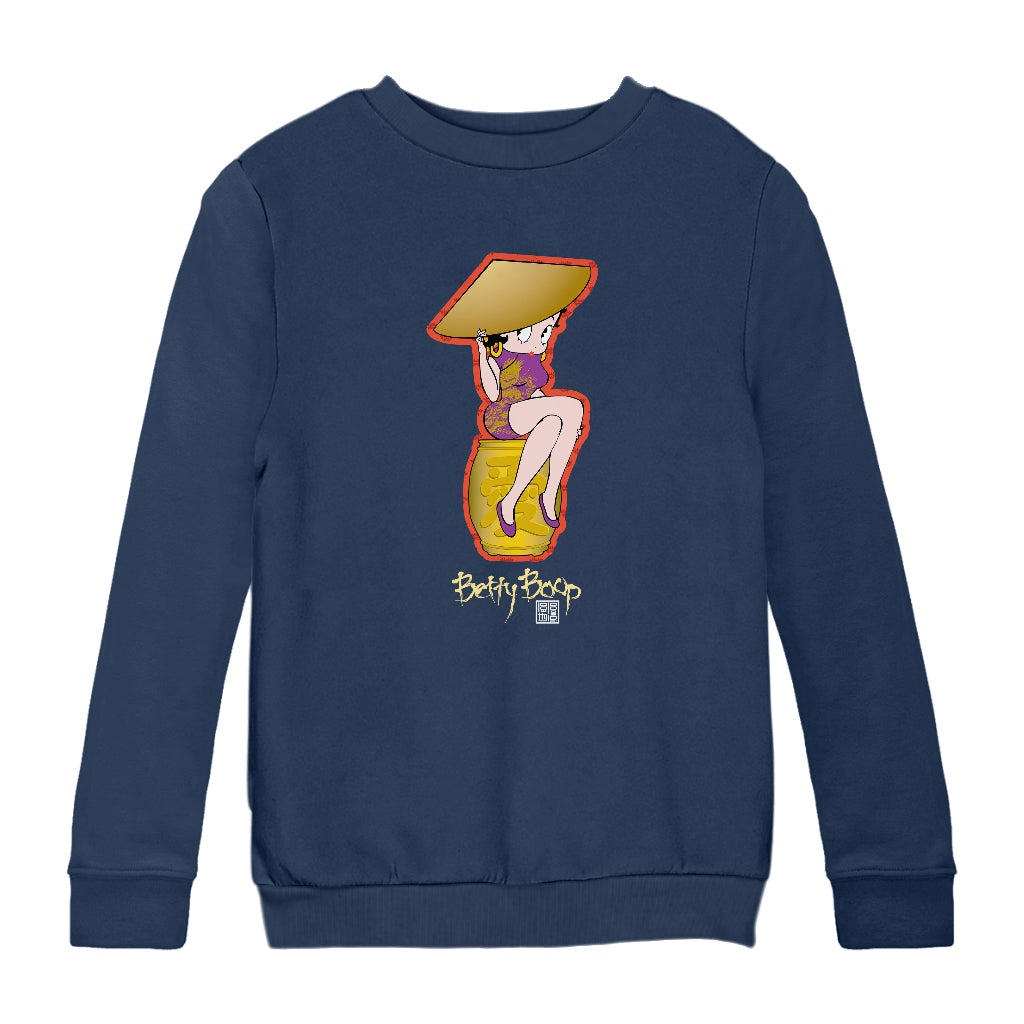 Betty Boop Betty on Gold Barrel Kids Sweatshirt