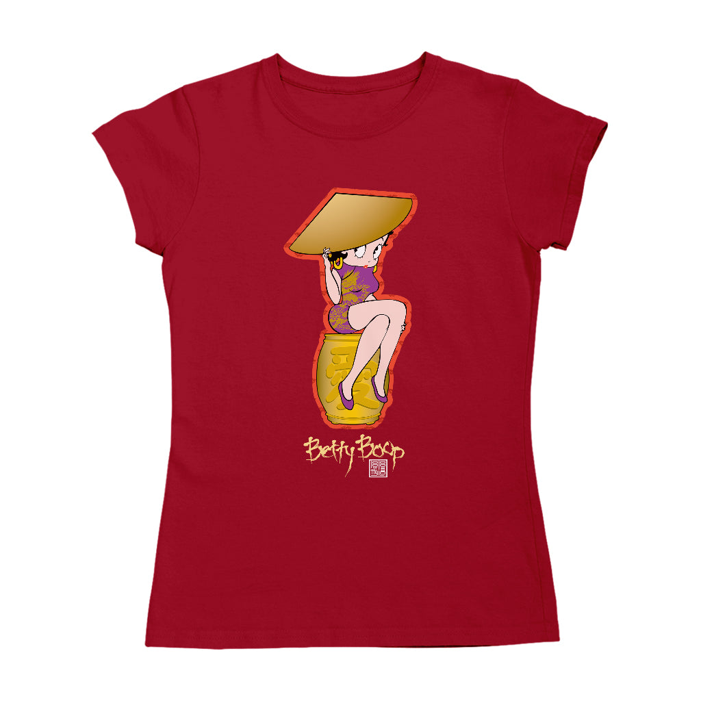 Betty Boop Betty on Gold Barrel Women's T-Shirt