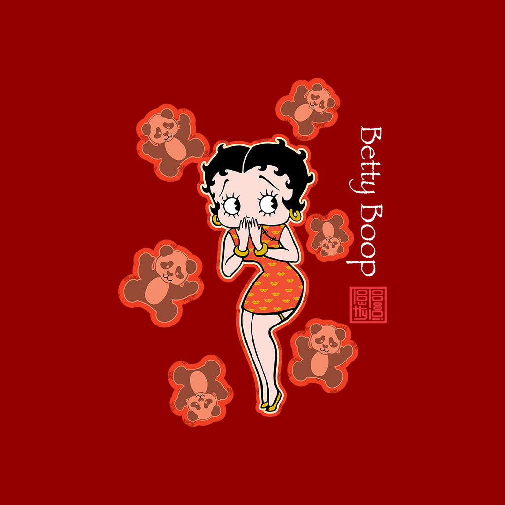 Betty Boop Red Chinese Dress with Pandas Kids Hooded Sweatshirt