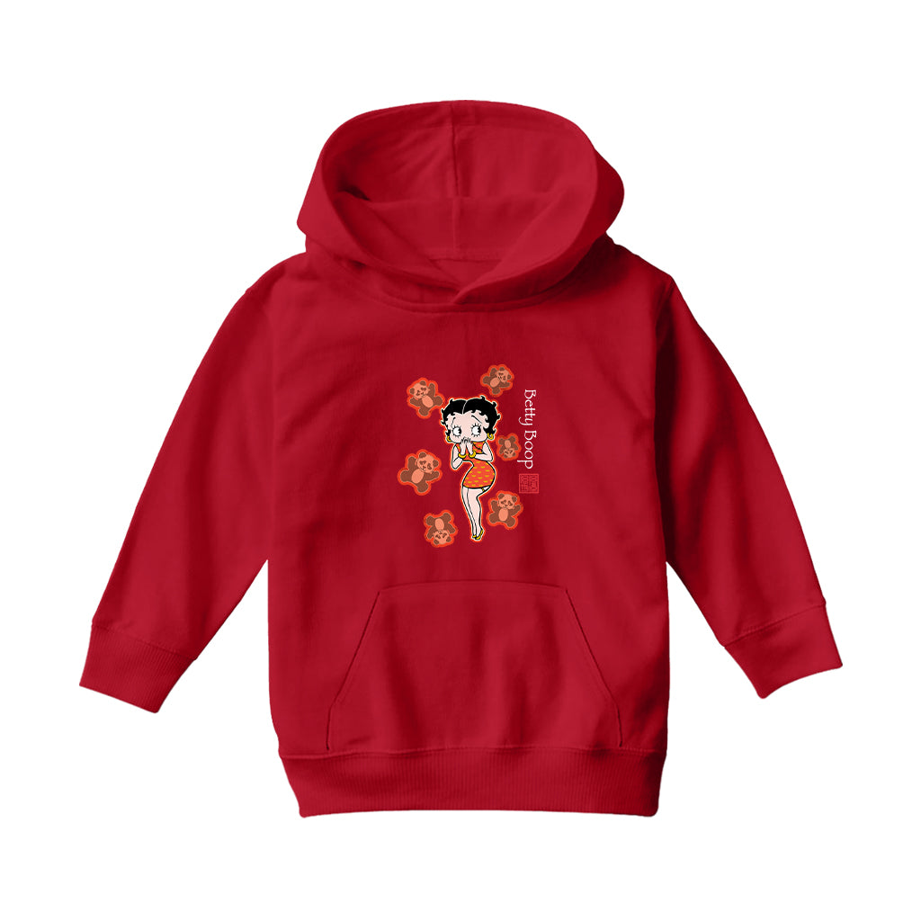 Betty Boop Red Chinese Dress with Pandas Kids Hooded Sweatshirt