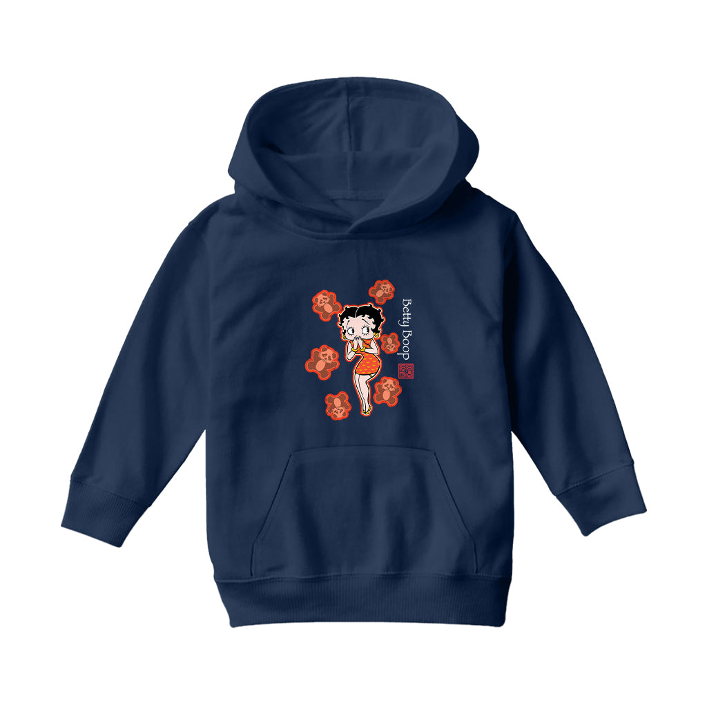 Betty Boop Red Chinese Dress with Pandas Kids Hooded Sweatshirt