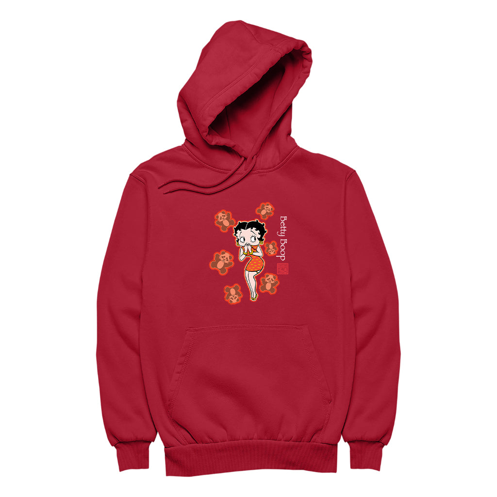 Betty Boop Red Chinese Dress with Pandas Men's Hooded Sweatshirt