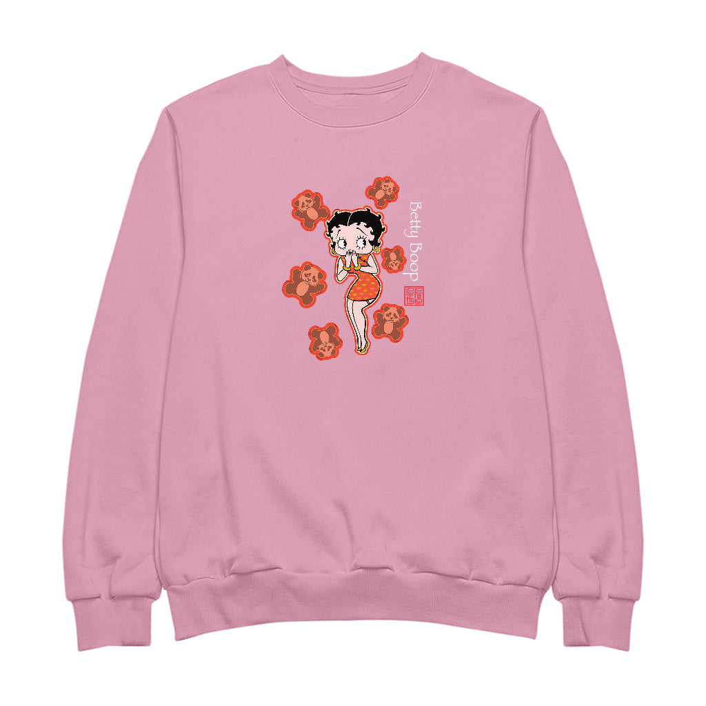 Betty Boop Red Chinese Dress with Pandas Men's Sweatshirt