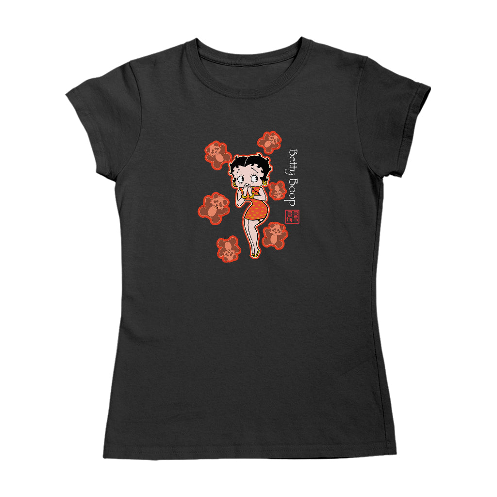 Betty Boop Red Chinese Dress with Pandas Women's T-Shirt