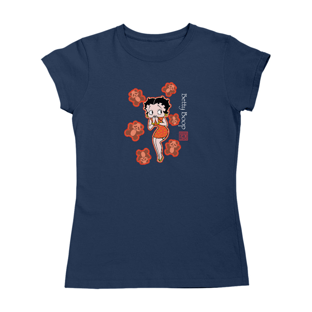 Betty Boop Red Chinese Dress with Pandas Women's T-Shirt