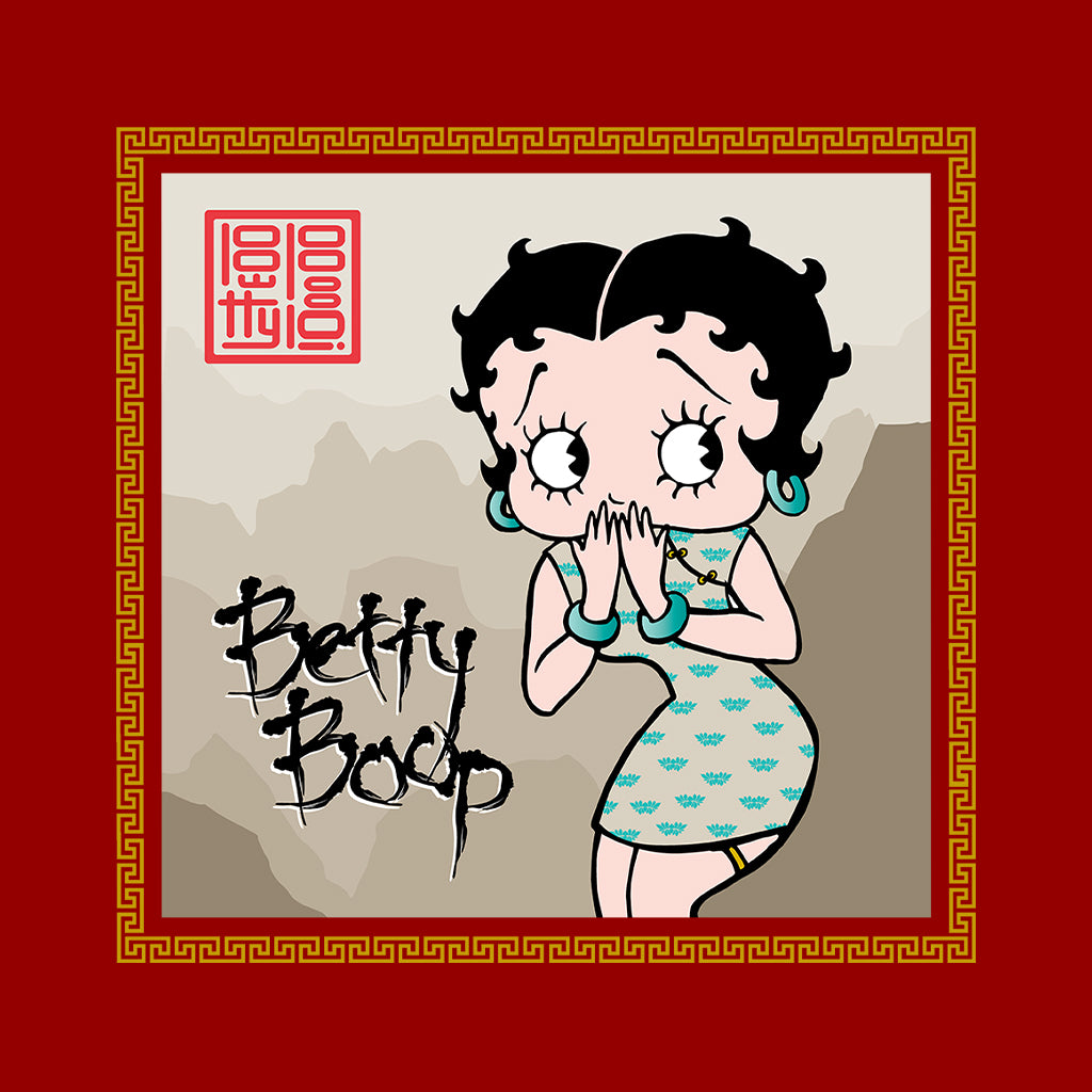 Betty Boop Jade bangles and Mountains Background Kids Hooded Sweatshirt