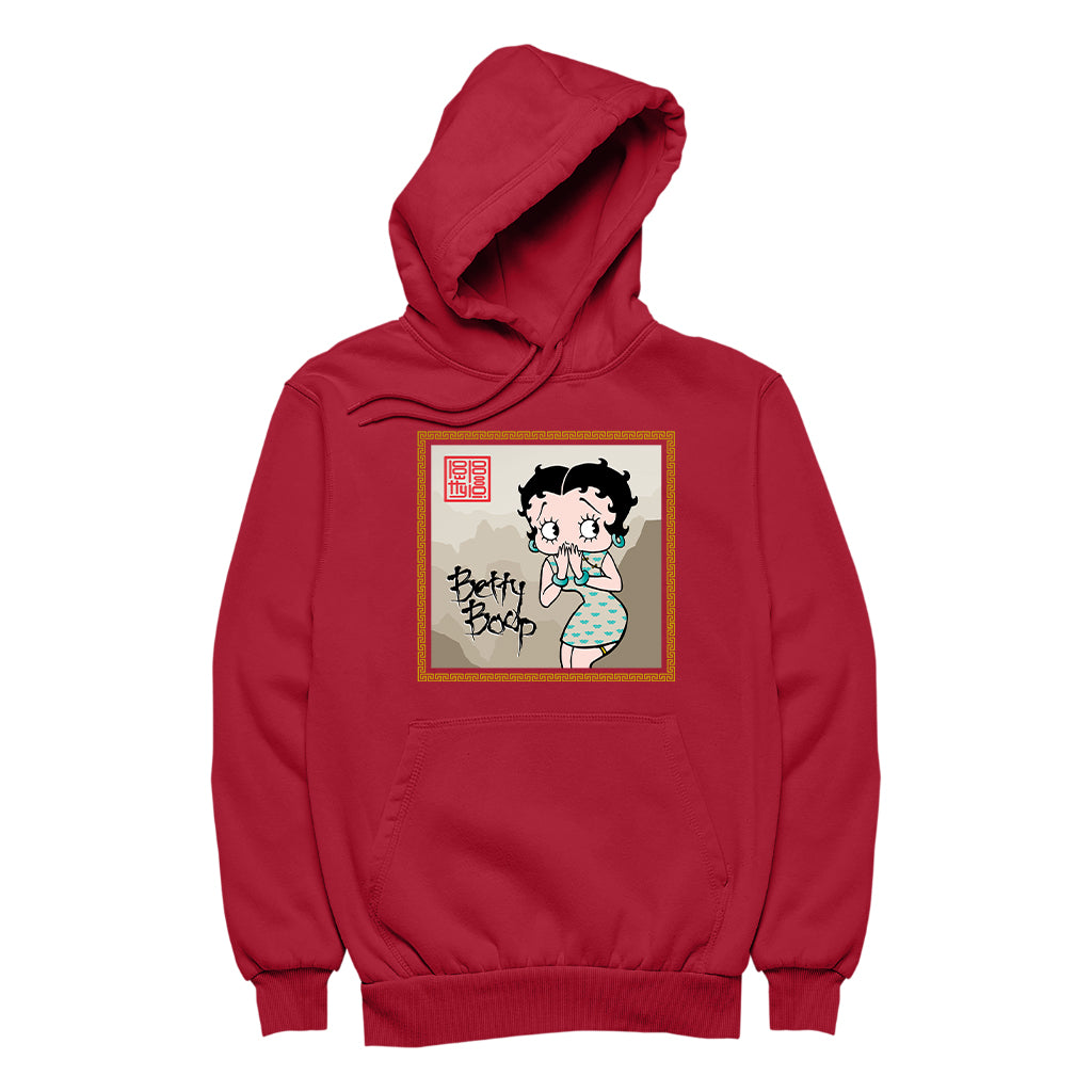 Betty Boop Jade bangles and Mountains Background Men's Hooded Sweatshirt
