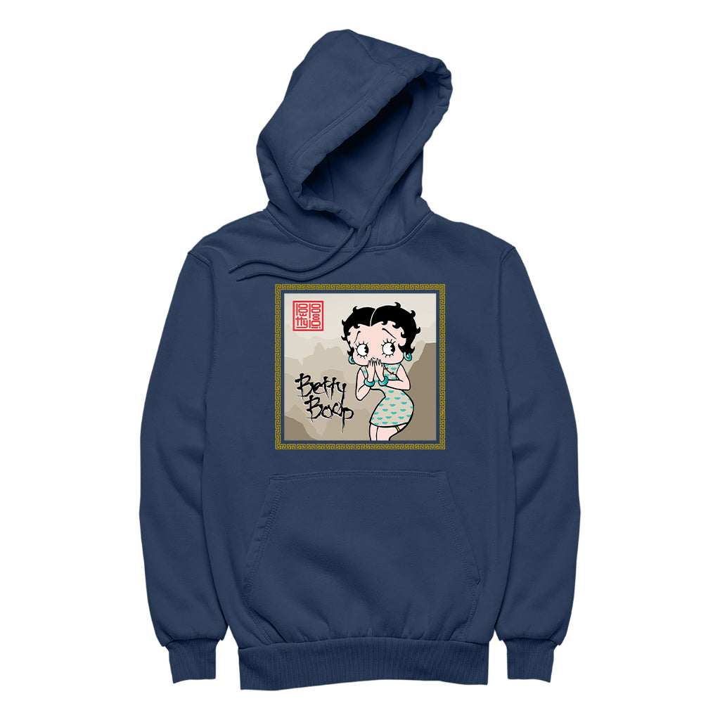 Betty Boop Jade bangles and Mountains Background Men's Hooded Sweatshirt