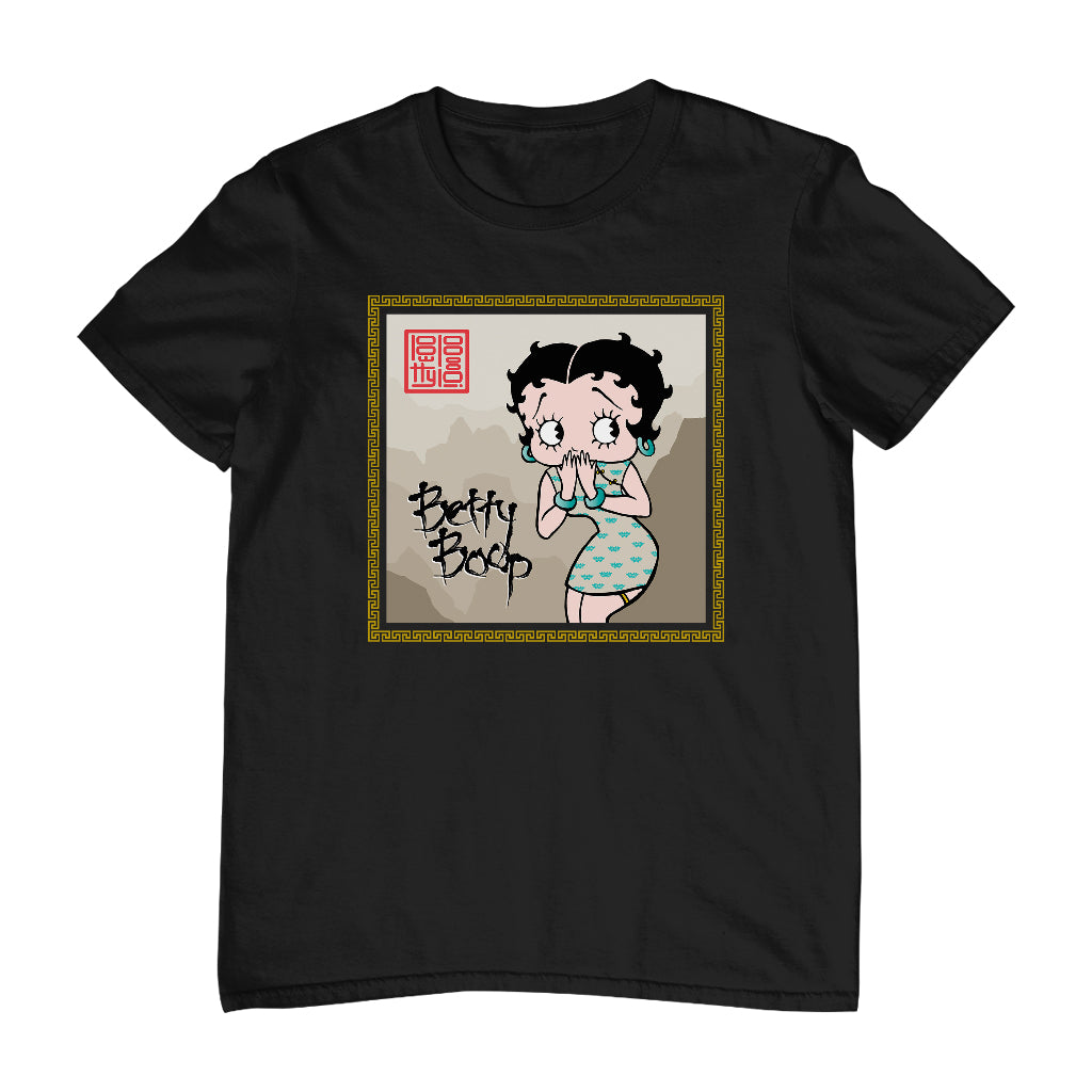 Betty Boop Jade bangles and Mountains Background Men's T-Shirt