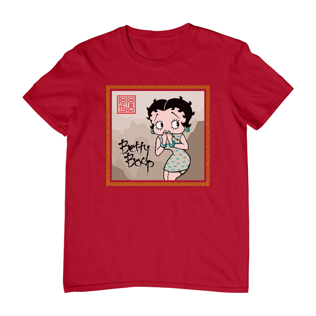 Betty Boop Jade bangles and Mountains Background Men's T-Shirt