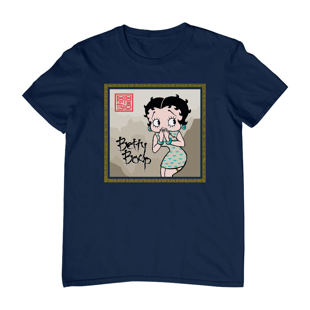 Betty Boop Jade bangles and Mountains Background Men's T-Shirt