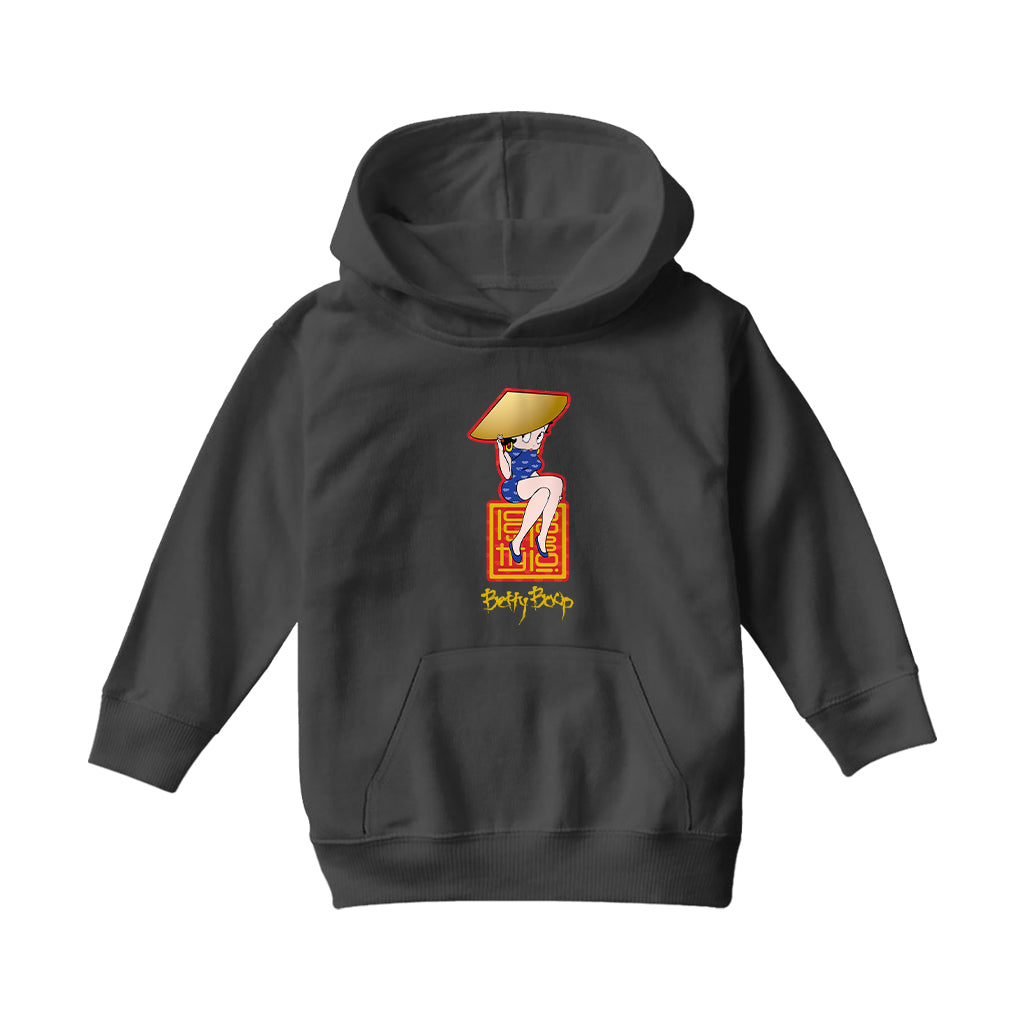 Betty Boop Betty Boop Asian Style Name Stamp Kids Hooded Sweatshirt
