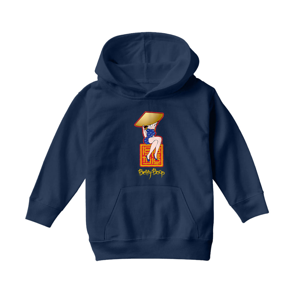 Betty Boop Betty Boop Asian Style Name Stamp Kids Hooded Sweatshirt