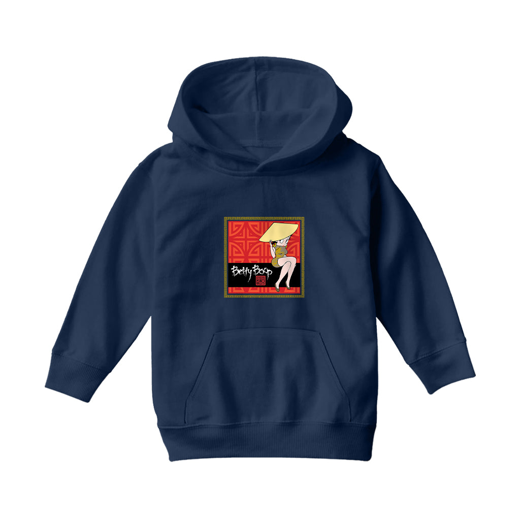 Betty Boop Longevity Symbol Pattern Kids Hooded Sweatshirt