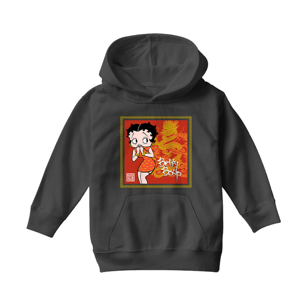 Betty Boop Dragon Background Kids Hooded Sweatshirt