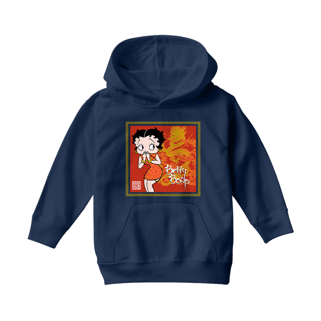 Betty Boop Dragon Background Kids Hooded Sweatshirt