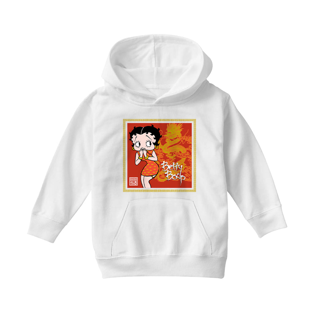 Betty Boop Dragon Background Kids Hooded Sweatshirt