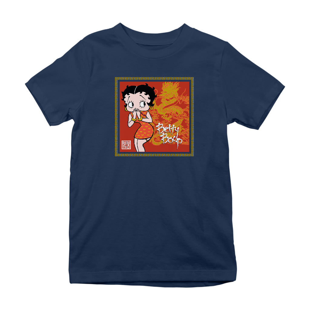 Betty Boop Dragon Background Kids T-Shirt