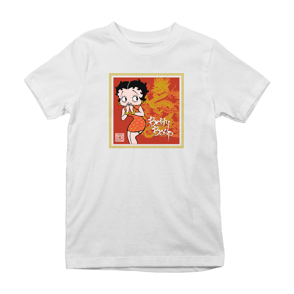 Betty Boop Dragon Background Kids T-Shirt