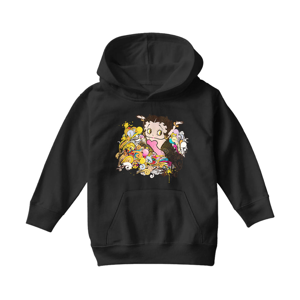 Betty Boop Multicoloured Curly Splash Kids Hooded Sweatshirt